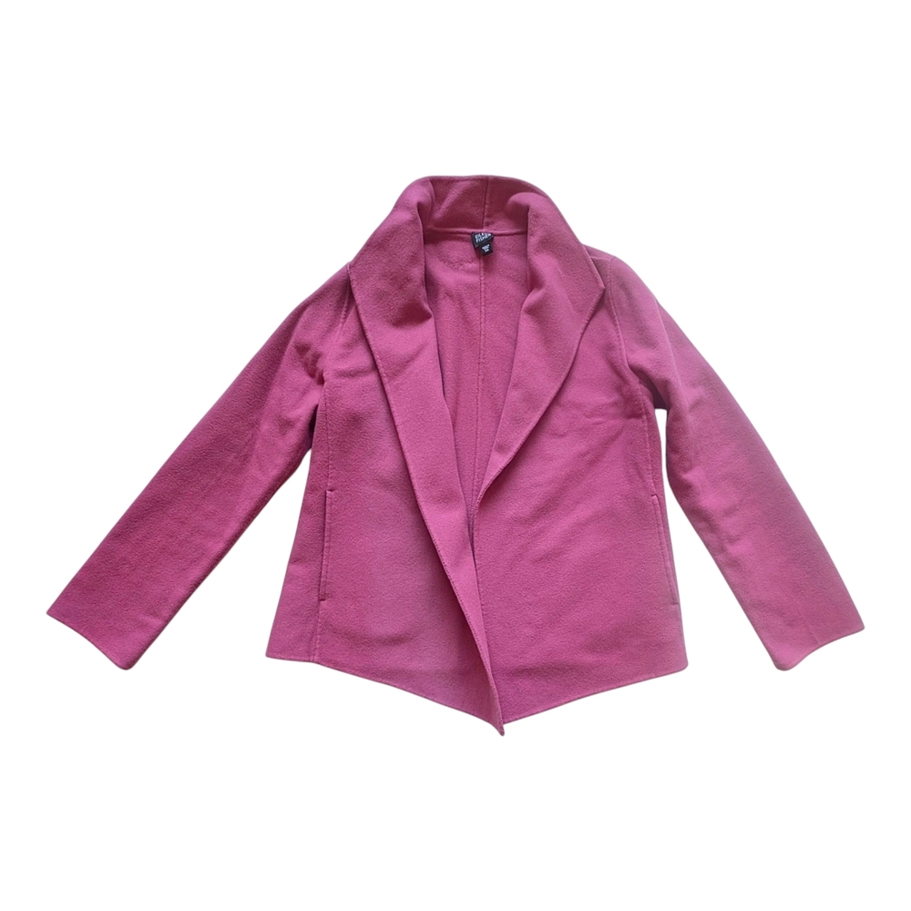 Eileen Fisher Hot Pink Virgin Wool Cashmere Blend Open Blazer Jacket sz XS